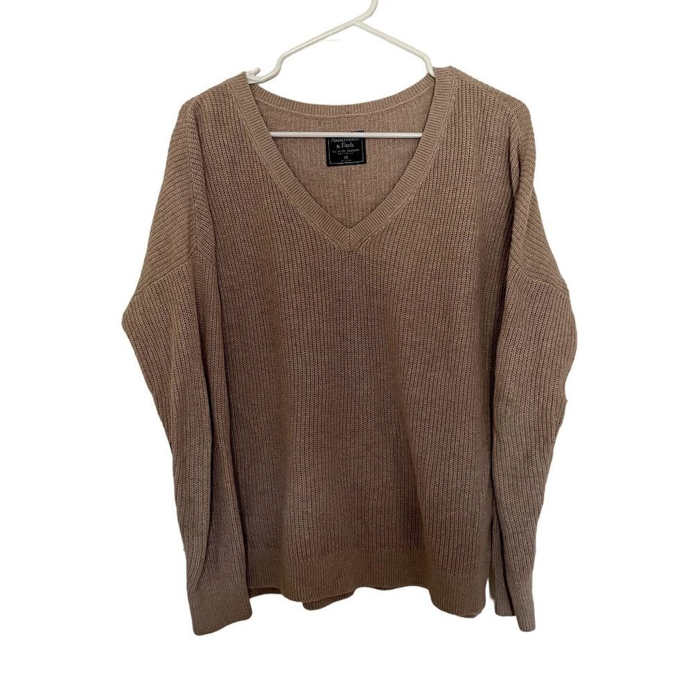 Eileen Fisher V-Neck Ribbed Sweater in Taupe
